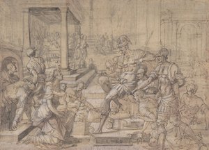 Amya Petitioning Faustus for the Custody of Saint Mamas, ca. 1543