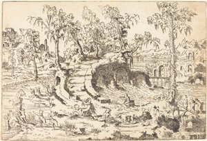 Putti Playing in a Fanciful Landscape by Jean Cousin the Younger