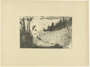 Saint Agnes Sitting on Rock in Landscape Sainte-Agnes L