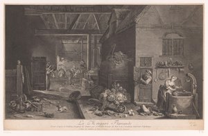 Interior of a Farmhouse La Ménagère Flamande (title on object) by Jean Daullé