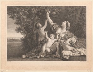 Mother with Child at the Breast Picking Pomegranates for Her Children