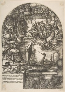 The artist Jean Duvet in the guise of St. John the Evangelist, sitting at a desk, ca. 1546-55 by Jean Duvet
