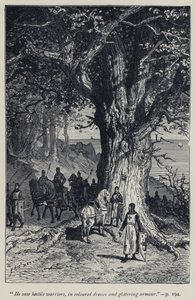 He saw hostile warriors, in coloured dresses and glittering armour by Jean Edouard Dargent