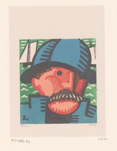 Head of a Fisherman with Mustache by Jean Emile Laboureur (signed by artist)