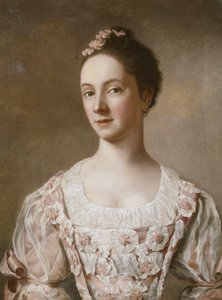 Portrait of a Lady, Half Length, in a Pink and White Dress