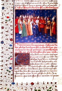 Coronation of French King Philippe II Auguste in 1179 by Jean Fouquet