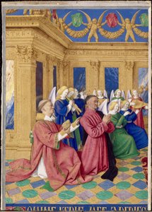 Étienne Chevalier and Saint Stephen, His Patron Saint, Miniature from the Hours of Étienne Chevalier by Jean Fouquet