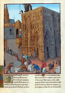 The Building of the Temple of Solomon. Illustration in Flavius Josephus "Antiquities of the Jews" by Jean Fouquet