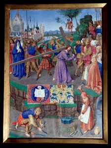 Portage de croix. Miniature taken from The Book of Hours of Etienne Chevalier by Jean Fouquet