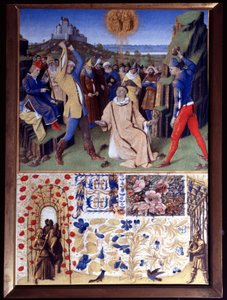 The martyrdom of Saint Stephen by stoning, miniature from 