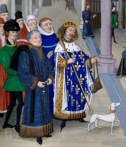 (detail) Le roi saint Louis (Louis IX) preparing to depart overseas. Miniature from “Les Grandes Chronicles” by Jean Fouquet by Jean Fouquet