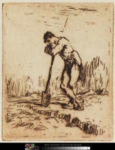 Man Leaning on His Spade by Jean Francois I Millet