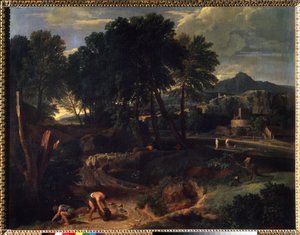 Landscape with a Flock of Sheep on Road by Jean Francois I Millet