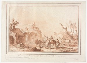 Before the Rampart of a Village by Jean Francois Janinet