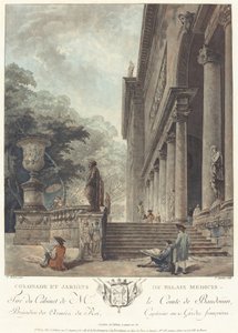 Colonnade and Gardens of the Medici Palace by Jean Francois Janinet