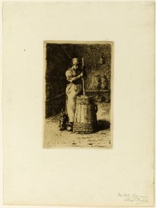 A Woman Churning by Jean Francois Millet