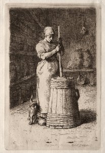 A Woman Churning by Jean Francois Millet