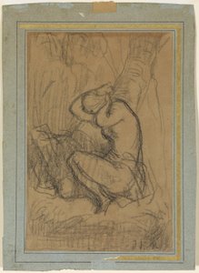 Young Woman Pinning Up Her Long Hair After Bathing by Jean Francois Millet