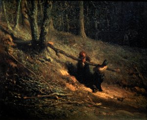 Peasant-Girls with Brushwood Les Charbonnieres by Jean Francois Millet