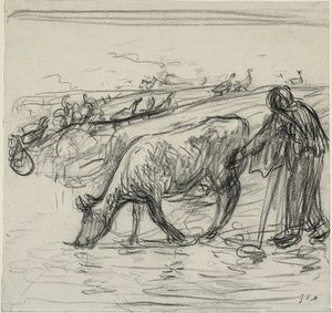 Peasant Watering Her Cow