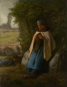 Shepherdess Seated on a Rock by Jean Francois Millet