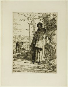 The Shepherdess Knitting by Jean Francois Millet