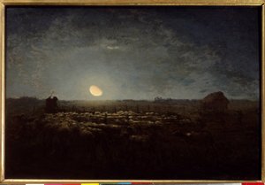 The Sheep Park, Moonlight by Jean Francois Millet