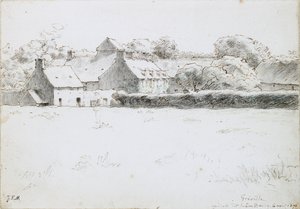 View of Farm Buildings Across a Field by Jean Francois Millet