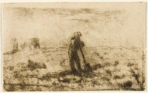 Woman Hanging Out Clothes by Jean Francois Millet