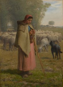 Young Girl Guarding her Sheep