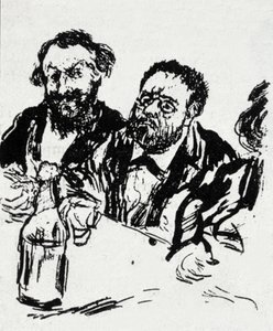 The Painter Edouard Manet (1832-1883) and the Writer Emile Zola (1840-1902) at the Table