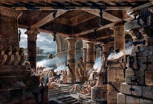 Architectural Fantasy: Interior View of an Egyptian Temple