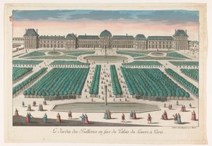 View of the Jardin des Tuileries in Paris Facing the Palais du Louvre