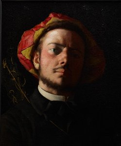 Portrait of Paul Verlaine as a Troubadour by Jean Frederic Bazille