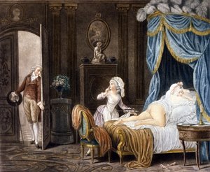 The Unofficial Maid. 18th Century Engraving by Jean Frederic Schall