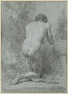 Kneeling Male Nude, Seen from the Back by Jean Grandjean