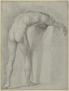 Standing Male Nude, Bent Forward, Seen from Behind by Jean Grandjean