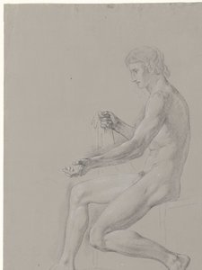 Seated Male Nude, Facing Left by Jean Grandjean