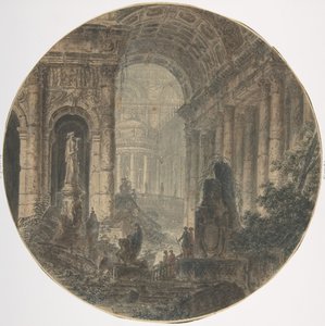 Architectural fantasy by Jean Henri Alexandre Pernet.