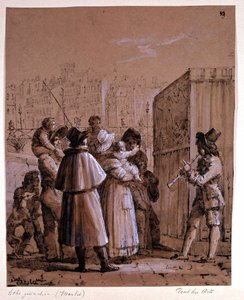 Polichinelle near the Pont des Arts in Paris, by Marlet around the middle of the 19th century by Jean Henri Marlet