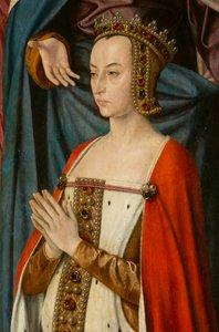 Duchess Anne de Beaujeu (detail). Triptych of the Master of Moulins by Jean Hey