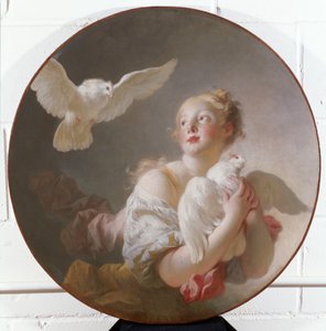 Girl Holding a Dove by Jean Honore Fragonard