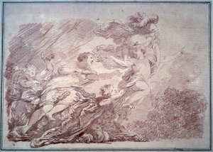 Minerva tears a young prince from the volupte Sanguine by Jean Honore Fragonard (1774) Besancon, Musee des Beaux Arts by Jean Honore Fragonard
