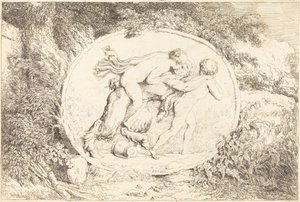 Nymph Astride a Satyr by Jean Honore Fragonard