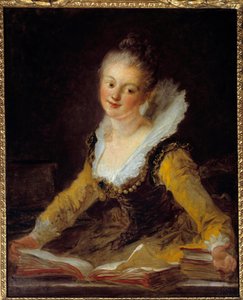 Study: A Woman at Her Office Flipping Through Books by Jean Honore Fragonard