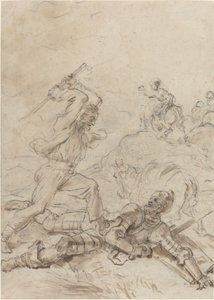 The Muleteer Attacking Don Quixote as He Lies Helpless on the Ground by Jean Honore Fragonard