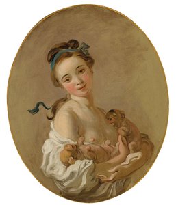 Young Girl holding Two Puppies, c.1770 by Jean Honore Fragonard