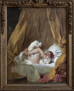 Young girl with a dog by Jean Honore Fragonard