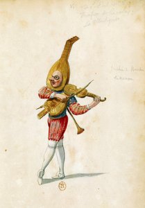 Costume sketch by Jean Berain the Elder for Le feste di Amore e di Bacco, ballet by Jean-Baptiste Lully, performed at the Palais-Royal in Paris, November 15 by Jean I  Berain