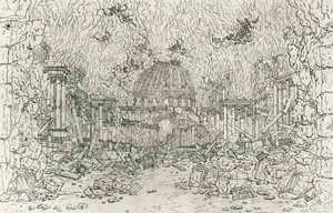 Destruction of the building, sketch by Jean Berain, for Armide, by Jean-Baptiste Lully, France by Jean I  Berain